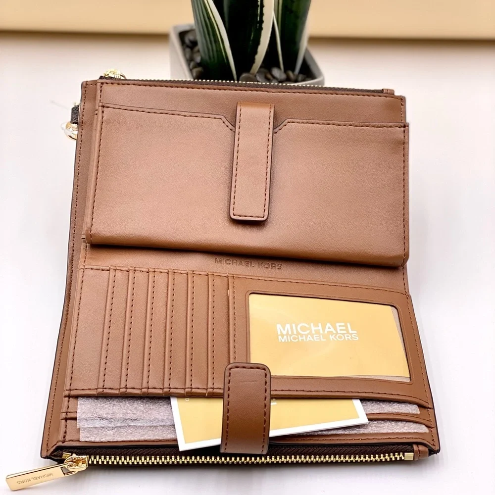 Michael Kors DoubleZip Wallet Wristlet Brown